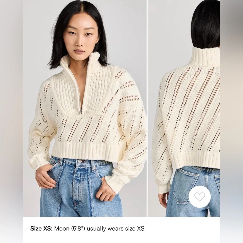 STAUD Cropped Hampton Sweater Sz S - Picture 5 of 10